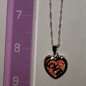 Nwot Sparkly Heart Confetti SS Pendant & Necklace
